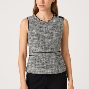 Ann Taylor Houndstooth Peplum Top - Monochrome - Size M